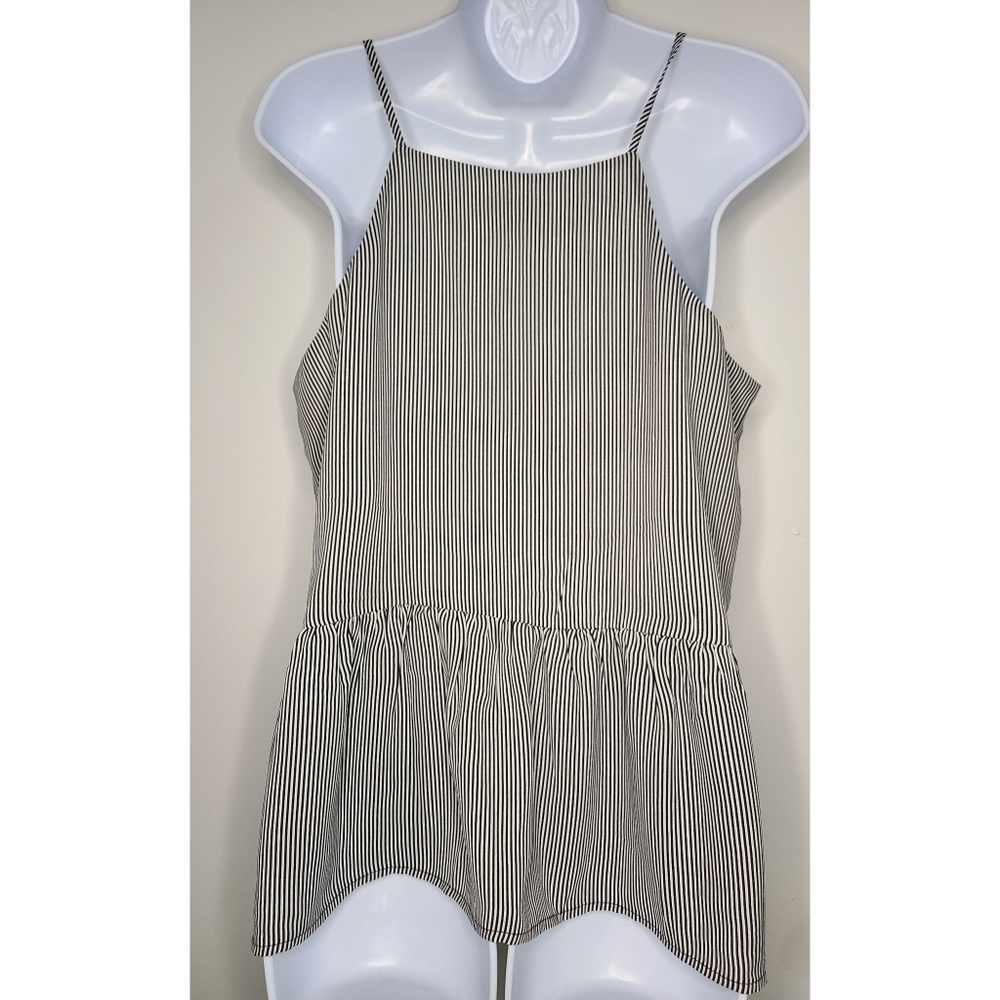 Loft Black and White Striped Peplum Top - Picture 6 of 6